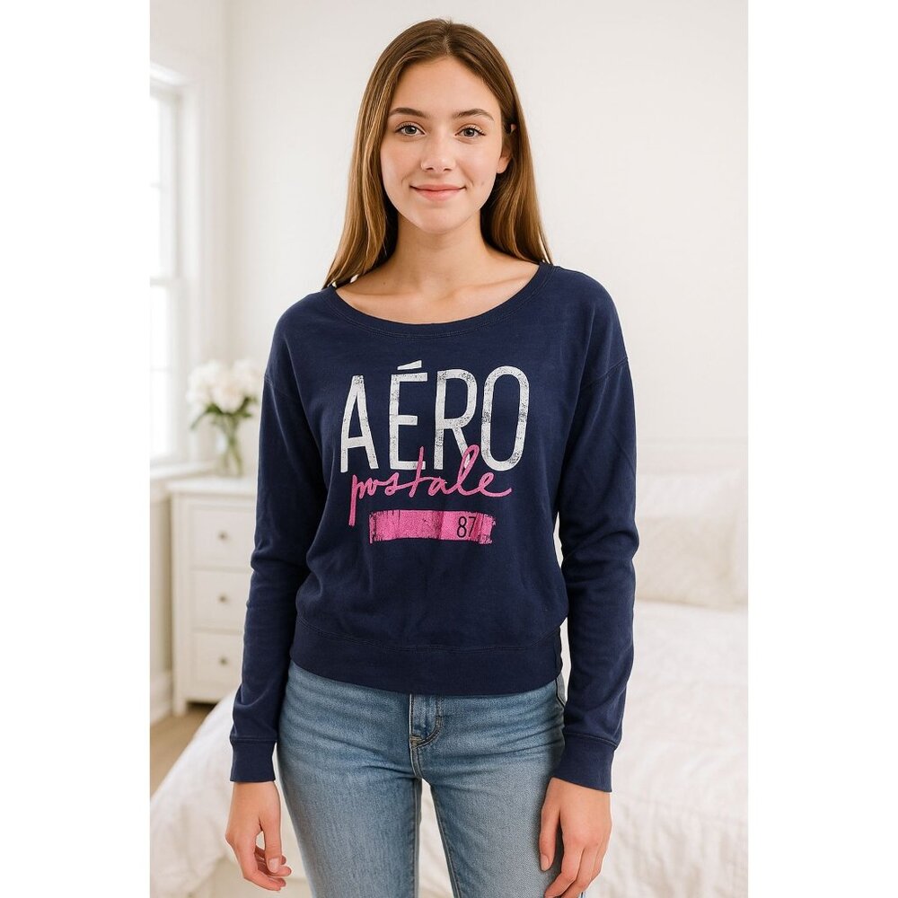 AEROPOSTALE Shirt Long Sleeve Lightweight Pullover Sweatshirt Monogram Top